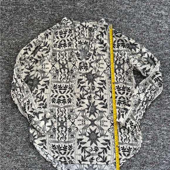 Free People Tops - Free People Mia Tunic Cream and Black Aztec Bohemian Top Small Womens